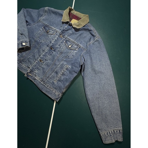VTG Gap Denim Barn Jacket Chore Flannel Lined Men XL Corduroy Collar Trucker 90s - Picture 7 of 13